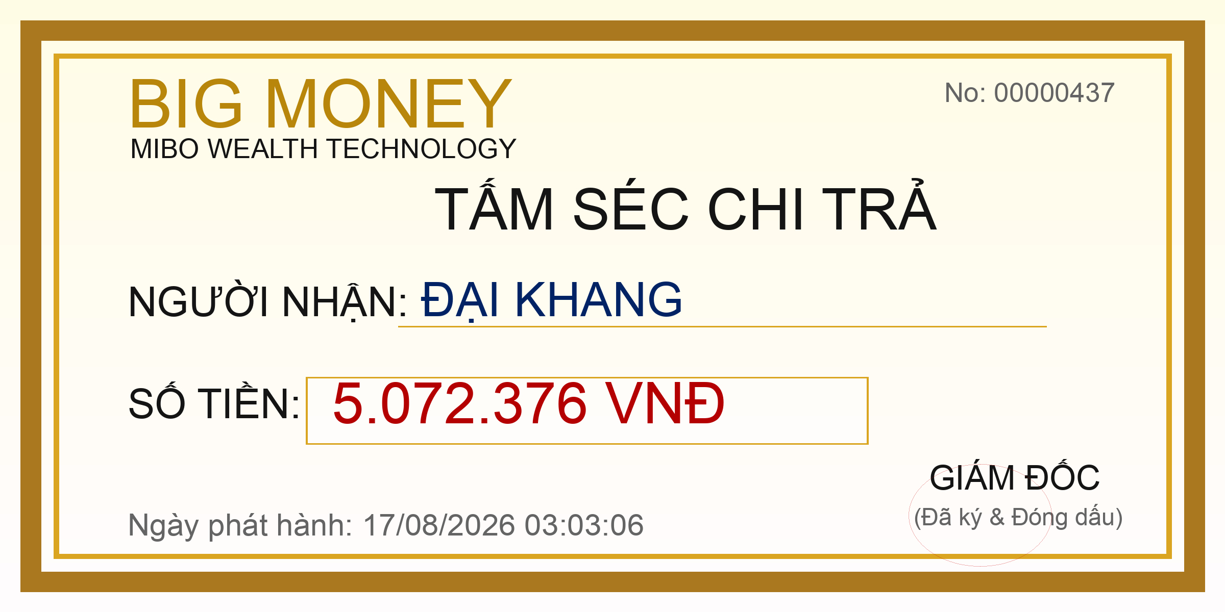 Tấm séc thịnh vượng
